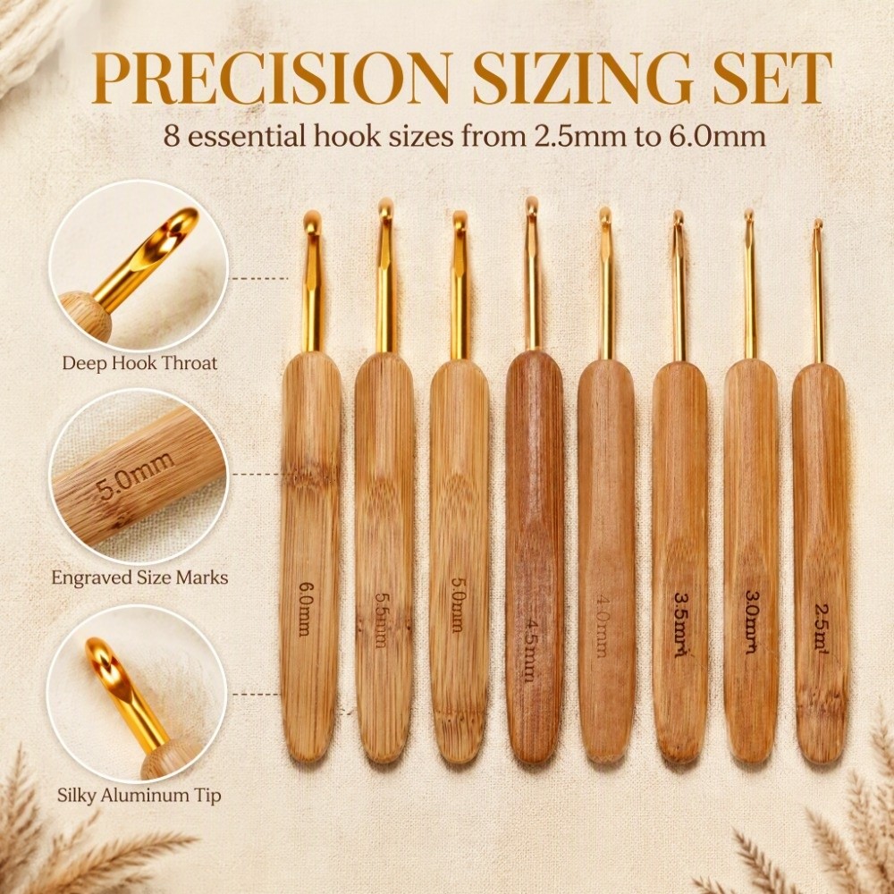 Juego de 8 agujas de ganchillo - Wooden Crochet Hooks Ergonomic Handle reseña y precio